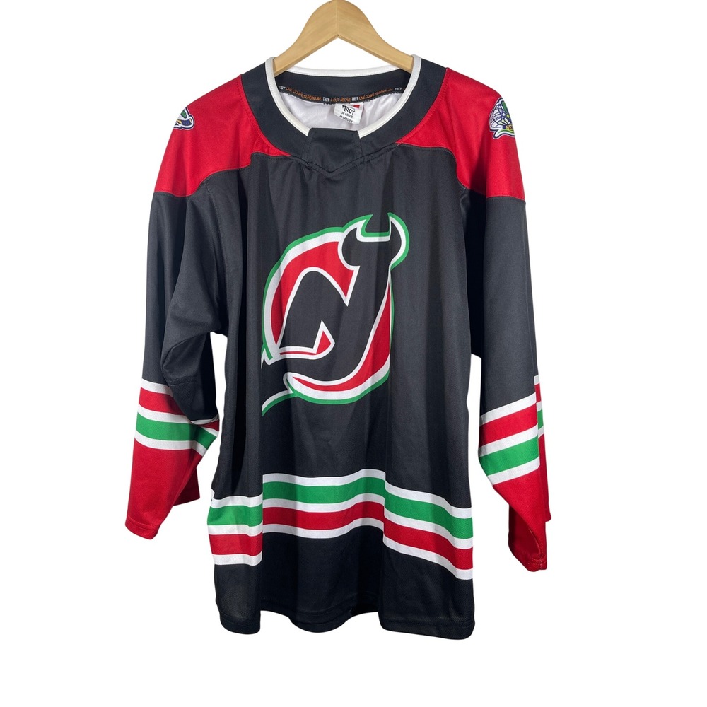 New Jersey Devils Colors Hertz Arena Black Red Jersey Sz L
